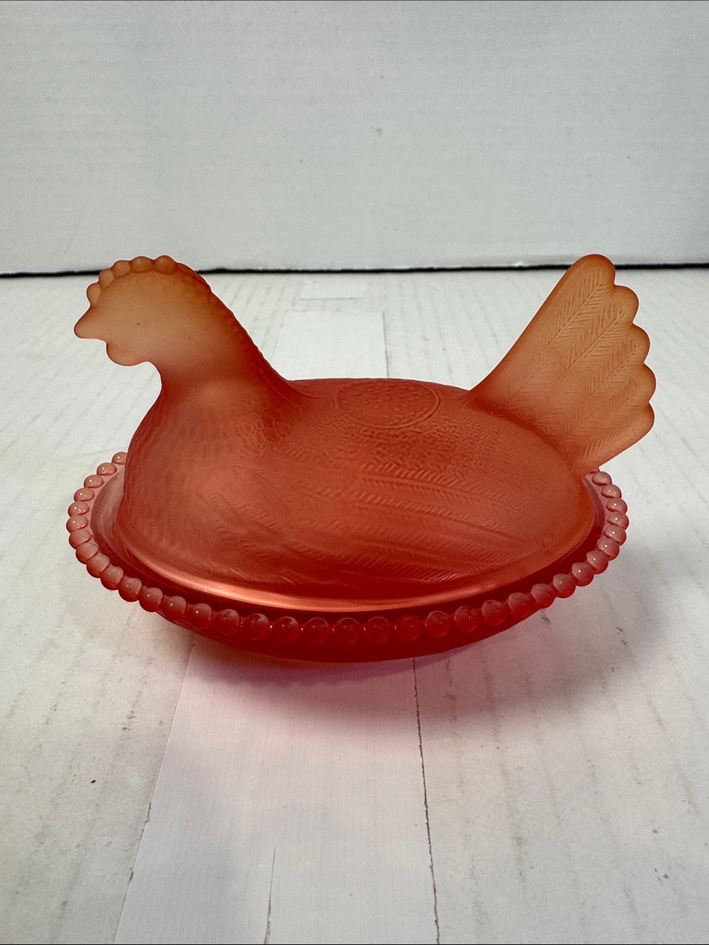 Orange Glass Hen on Nest Decorative Dish - Picture 2 of 4